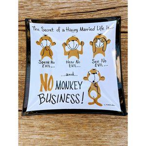 Vintage See Hear See no Evil Monkey Trinket Dish
